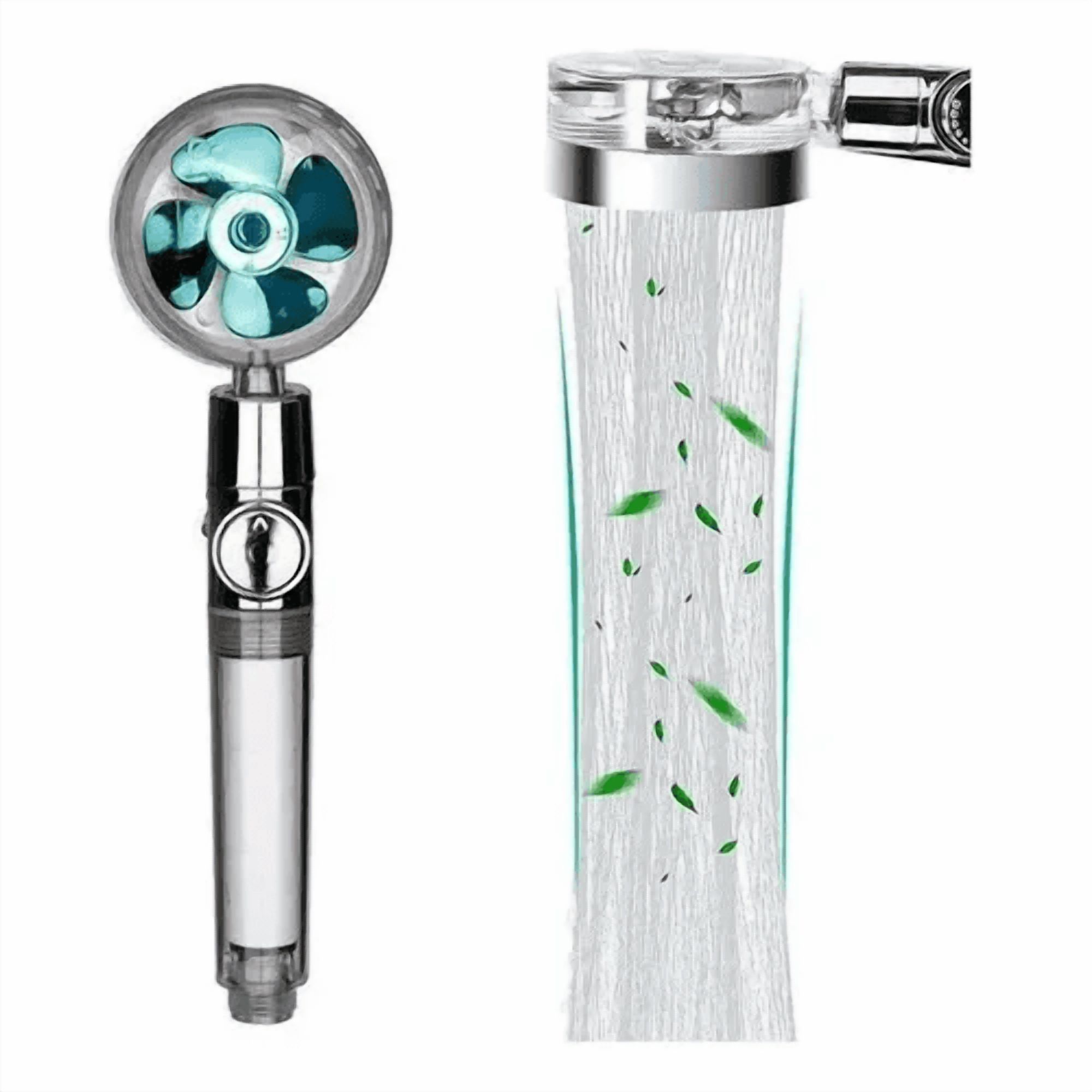 Genericio - Ducha Alta Presión Ventilador Turbo Rotación De 360º Acabado Brillante Plata
