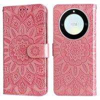 Funda Tipo Cartera Foxdock Para Honor X40 , Diseño Girasol En Relieve, Cuero Pu, Cierre Magnético, Soporte Y Tarjetero