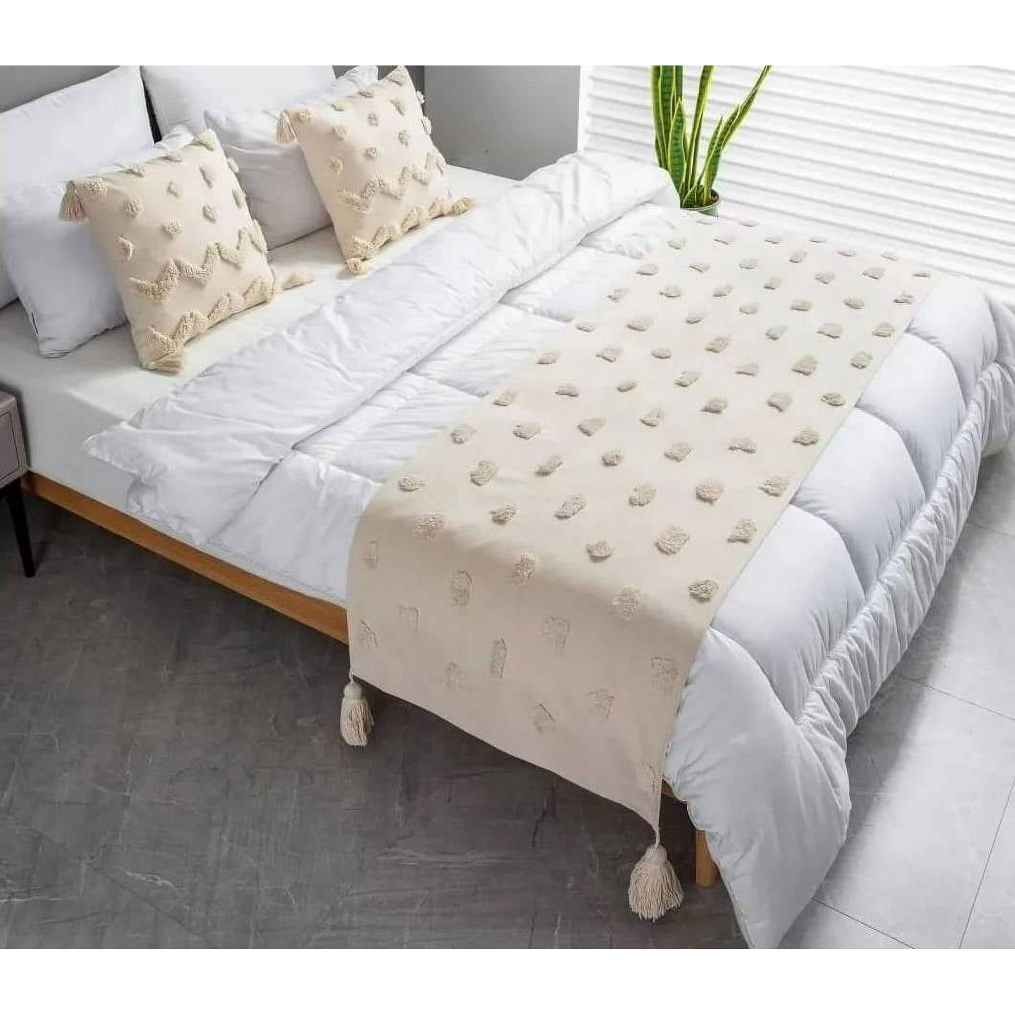 Homestore - Piecera De Cama Boho Crudo V3 210 X 60 Cm + 2 Fundas 45 X 45 Cm