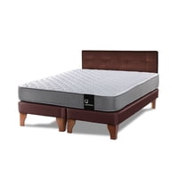 Latam Home - Cama Europea Zen Best 2 Plazas Colchon Resortes Base Dividida + Respaldo Pu Café