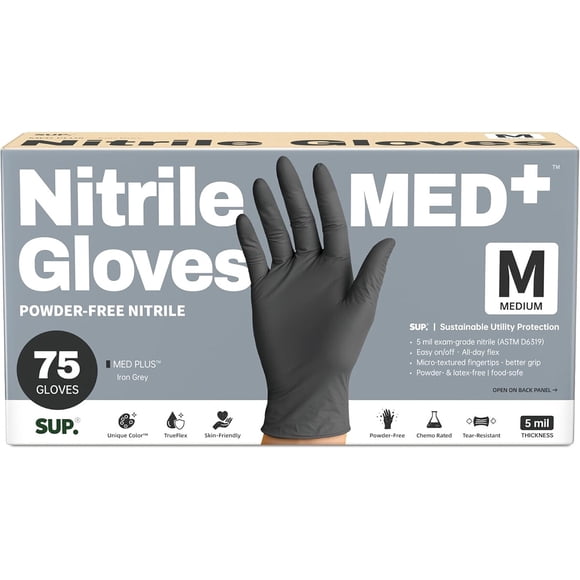 SUP Med Plus Nitrile Gloves, 5 Mil Powder-Free Disposable Gloves