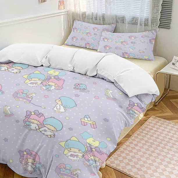 Sanrio Quilt Set Thicken Soft 3 Pieces Bedding Set All Season Duvet Cove with 2 Pillowcases for Adult Women Girls Teens Home Room Decor