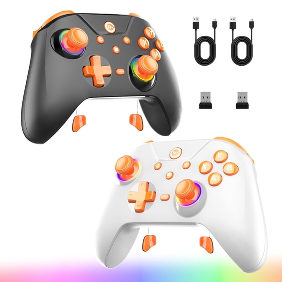 Controlador inalámbrico para PC de 2 paquetes FAHJYXOM con iluminación RGB
