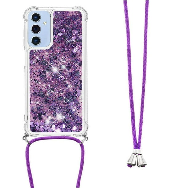 Funda FOXDOCK para Samsung Galaxy A15 con Cuerda Ajustable, Brillo Líquido, Protección Antigolpes y Lente – Ideal para Regalo