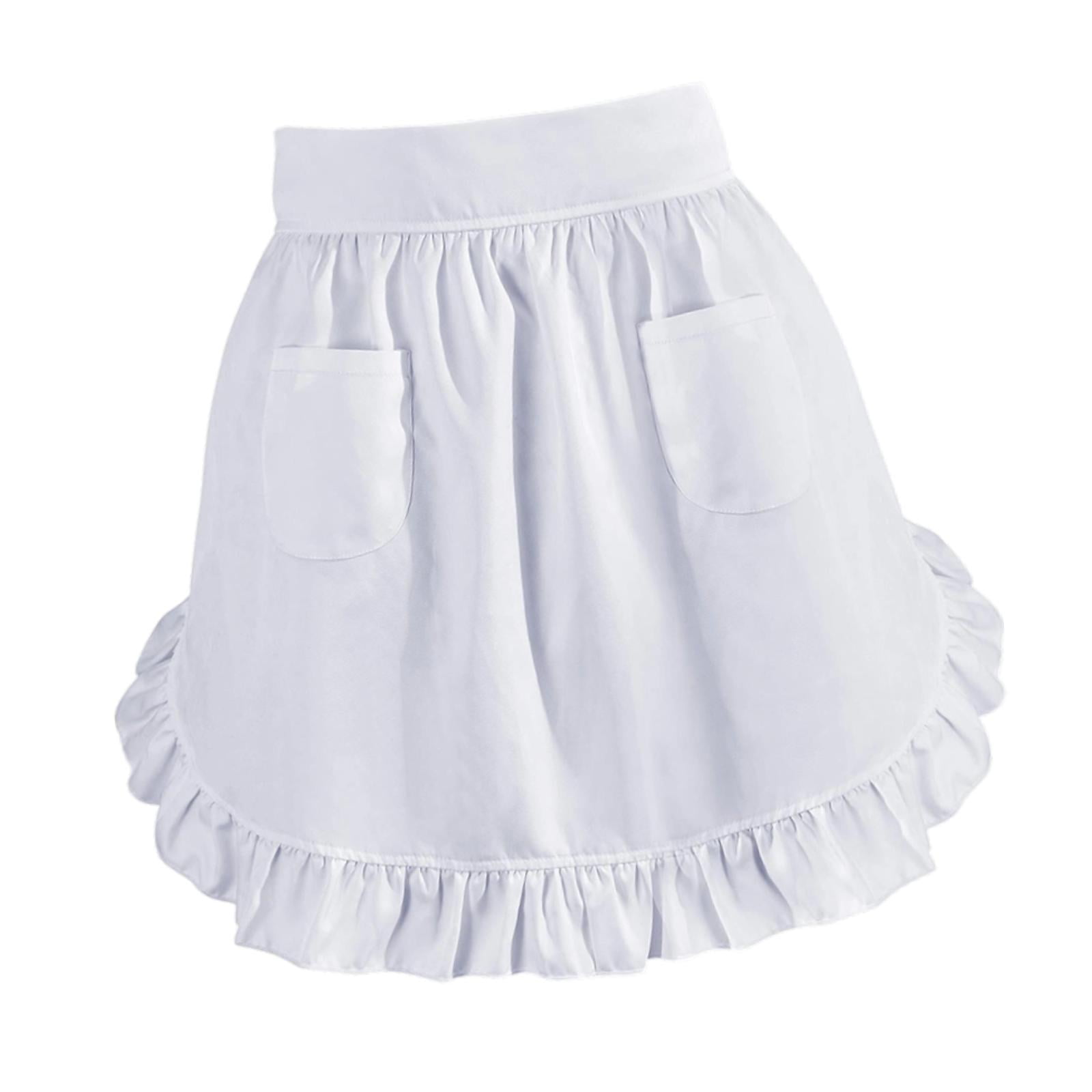 Magideal - Delantal De Cintura Medio Delantal Suave Multifuncional Suministros De Cocina Con Bolsillos Para Camareros, Floristerías, Camareras, Cocinas, Cafeterí Blanco