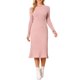thumbnail image 2 of INSPIRE CHIC Vestido de Mujer de Manga Larga Otoño 2026 Cuello Redondo Tejido de Punto Acanalado Plisado Vestidos Midi Línea A M Rosa, 2 of 6