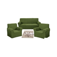 Genérico - Set De Fundas De Sofa 3+1+1 - Diseño Cuadrille Verde Oliva