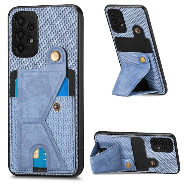 Funda Resistente para Samsung Galaxy A13 4G con Tarjetero y Soporte, Diseño Magnético Azul