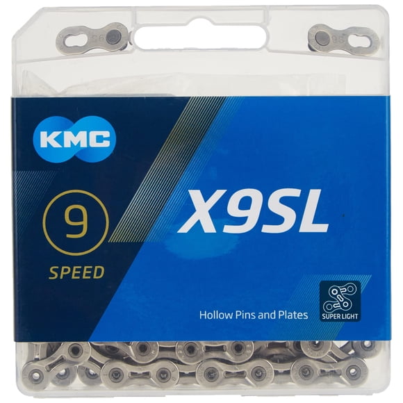 Cadena de bicicleta KMC X9 Super Light Silver de 9 velocidades