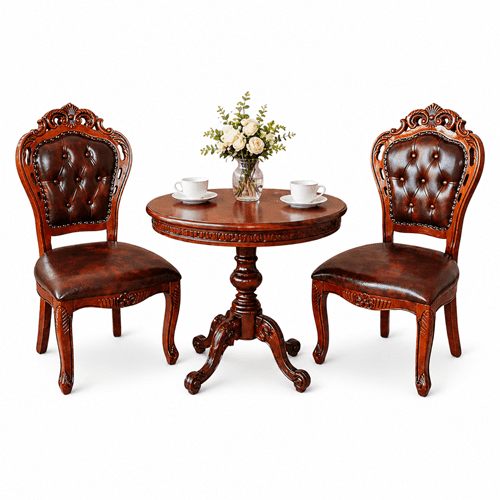 Genérico - Pack X2 Sillas De Comedor Madera Roble Americano Con Asiento Ecocuero