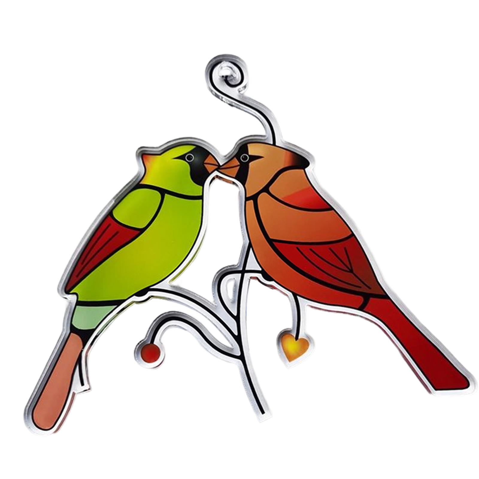 Magideal - Elegante Pájaro Teñido Ventana Colgantes Prisma Pájaros De Cristal Colectores De Terre Colgante Acrílico Pájaros Decoración De Pared Para Rama Oficina , C C