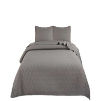 Genérico - Quilt Cubrecama De Verano Con Pompones 2 Plazas Gris