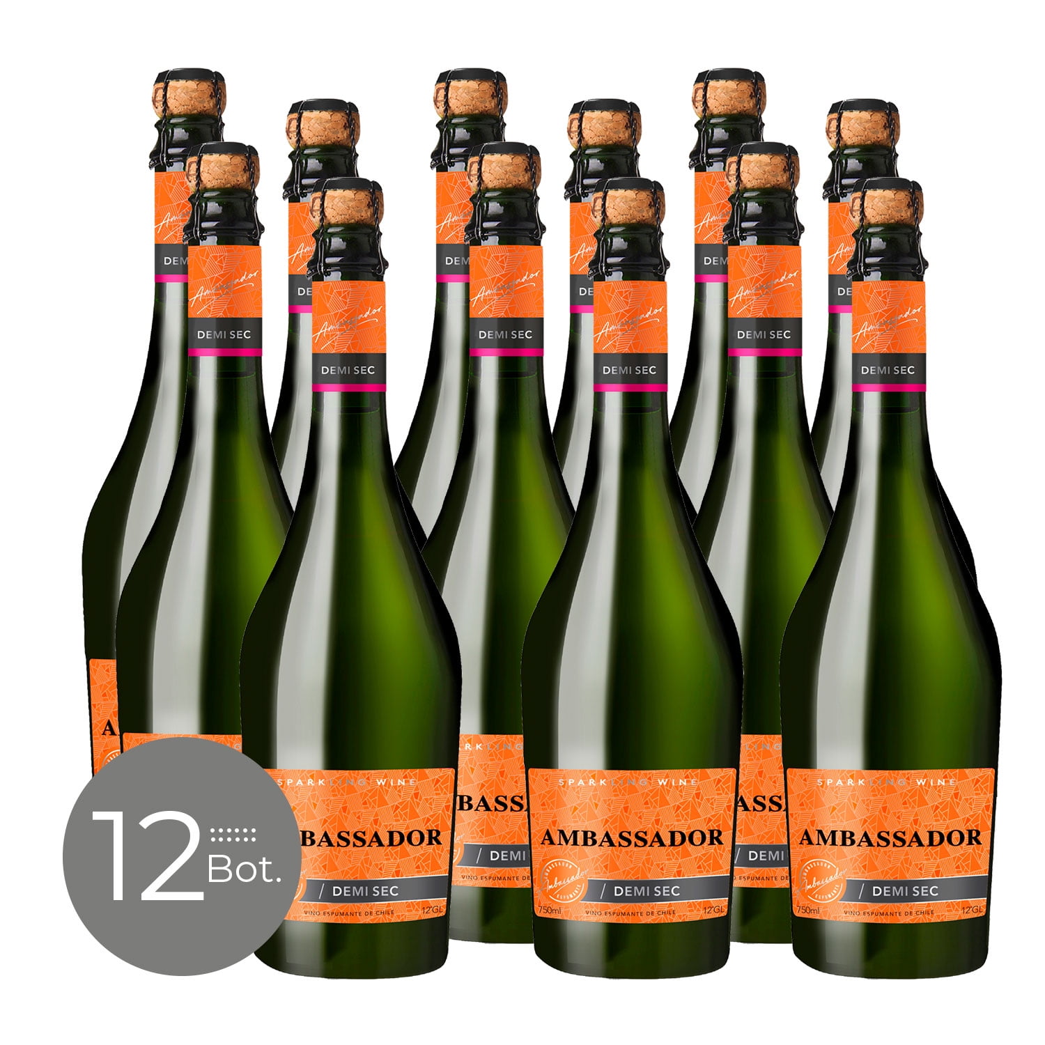 Pack X12 Espumante Ambassador Demi Sec 750 Cc