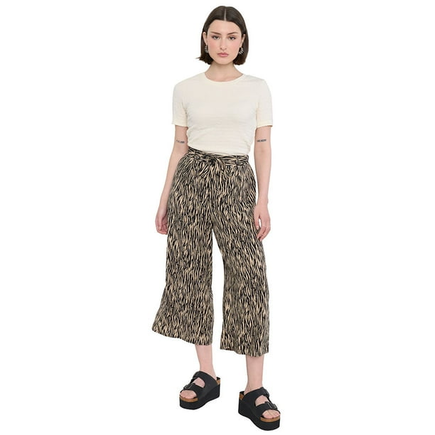 Pantalón Mujer Cullote Viscosa Print Camel Corona