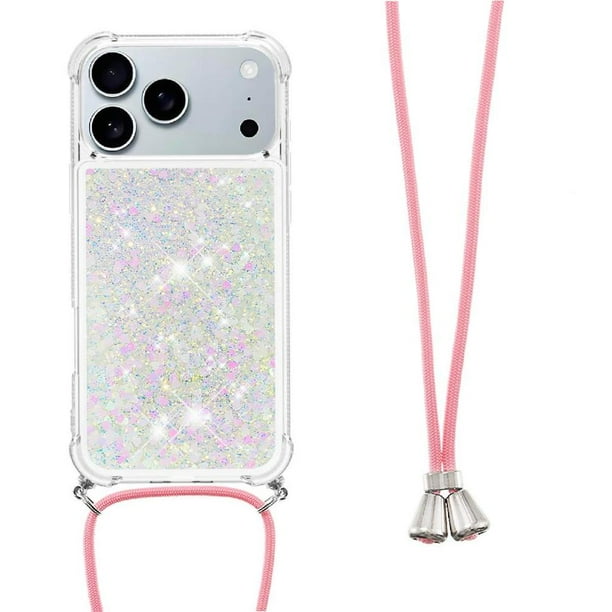 Funda FOXDOCK para iPhone 17 Pro con Cuerda Ajustable, Brillo Líquido, Protección Antigolpes y Lente – Ideal para Regalo