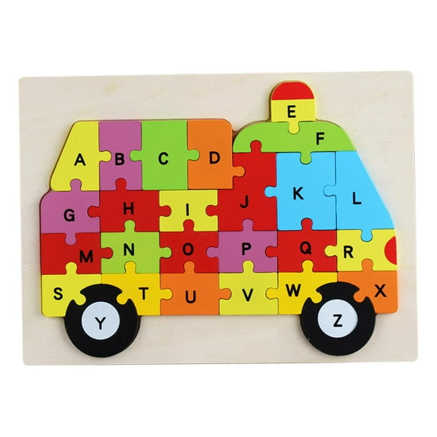 Rompecabezas De Madera Con Letras Abc Montessori, Bloques De Letras De Animales, Juguetes Para Niños Y Niñas, Ambulancia