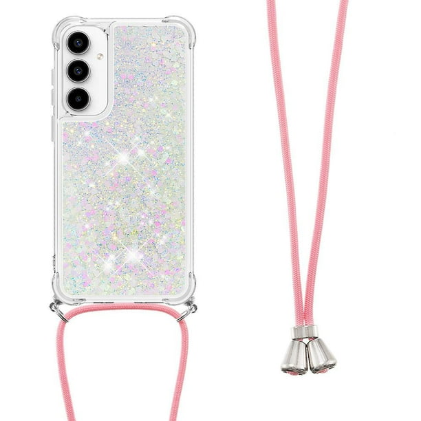 Funda FOXDOCK para Samsung Galaxy A55 con Cuerda Ajustable, Brillo Líquido, Protección Antigolpes y Lente – Ideal para Regalo
