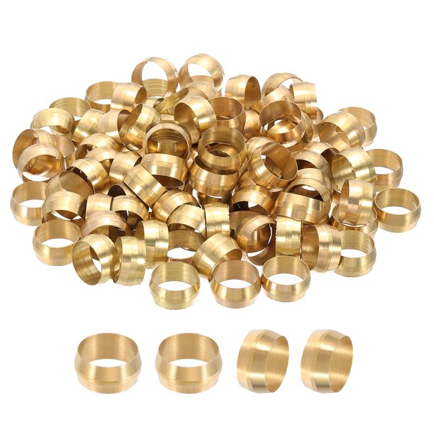 Uxcell 100 piezas de férulas de compresión de latón, kit de surtido de accesorios de compresión para tubos de 5/8" de diámetro exterior