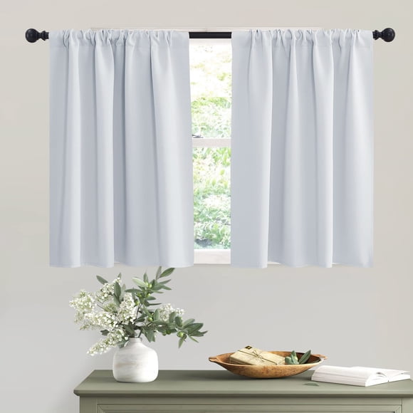 Cortinas RYB HOME para oscurecer habitaciones, 42 x 36 cm, blanco grisáceo, 2 paneles