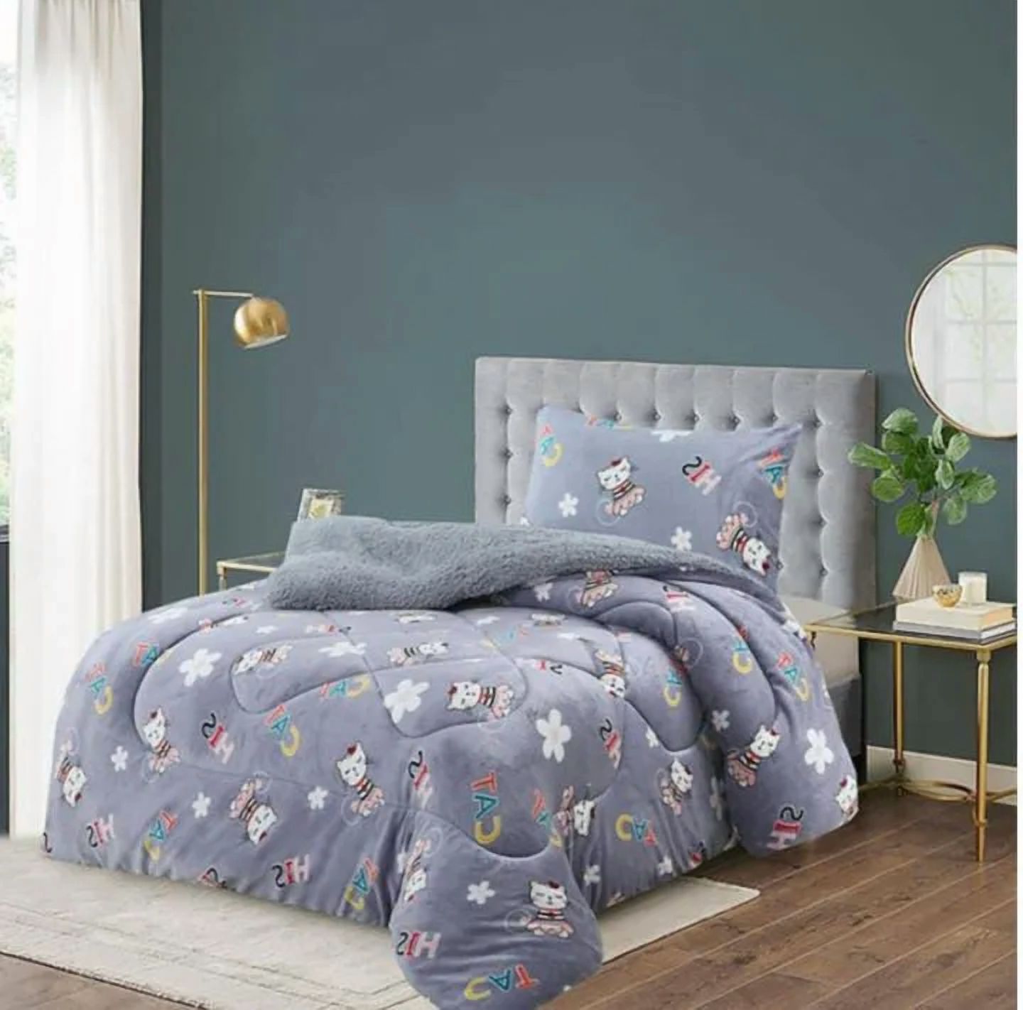 Genérico - Cobertor Chiporro Infantil 1.5 Plaza Gris Gata