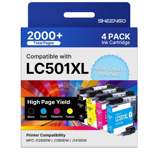 Cartuchos de tinta SHEENGO LC501XL de alto rendimiento para impresora Brother