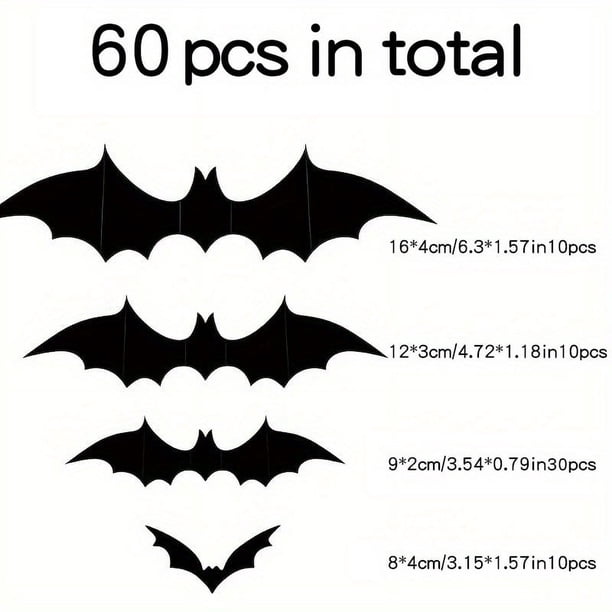 3D Black Bat Wall Stickers - Set of 10 - Perfect for Halloween Parties, Holiday Decor, and Home Decor - Add a Touch of Cartoon Style to Your Bedroom, Bathroom, and Windows