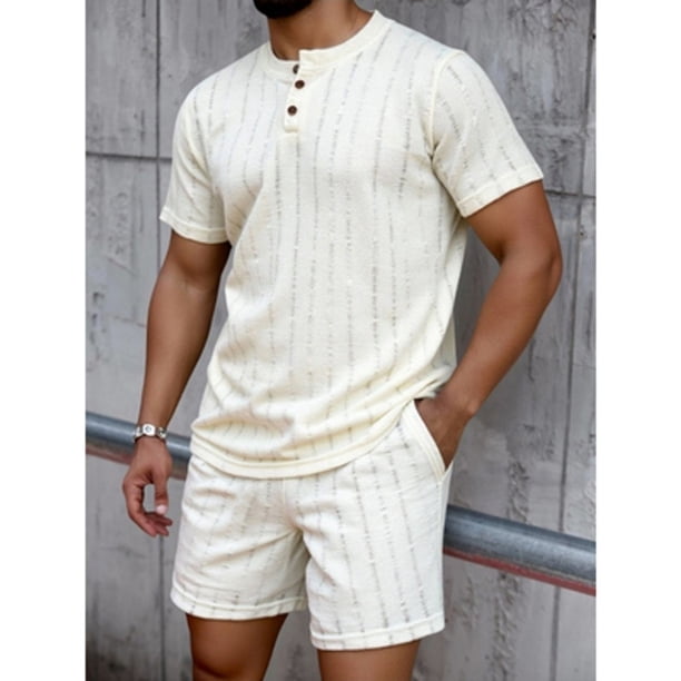 Polera Hombre Manga Corta Tejida Estilo Casual Botones 0262
