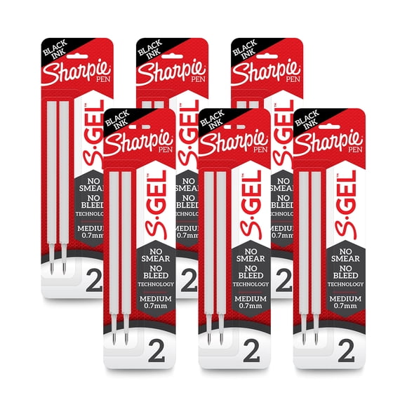 Recambios para bolígrafos Sharpie S-Gel Black Ink Medium Point 12 unidades