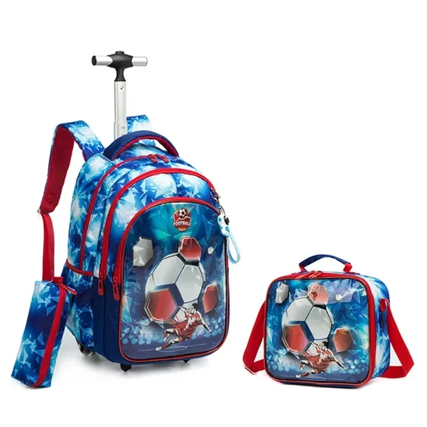 Children School Rolling Backpack Bag Wheeled Backpack for Boys School Trolley Bag Wheels Kids Travel Luggage Trolley Bag Set