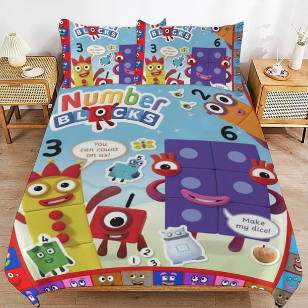 Number Block Bedding Set Duvet Cover Comfortable and Lightweight Cartoon Bedding 3 Piece Bed Set