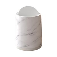 Magideal - Papelera De Mármol Para Baño, Contenedor De Basura, Elegante, Reutilizable, Cubo De Basura Para El Hogar, Interior Extraíble Para Oficina, Dormitorio, Blanco Pequeño