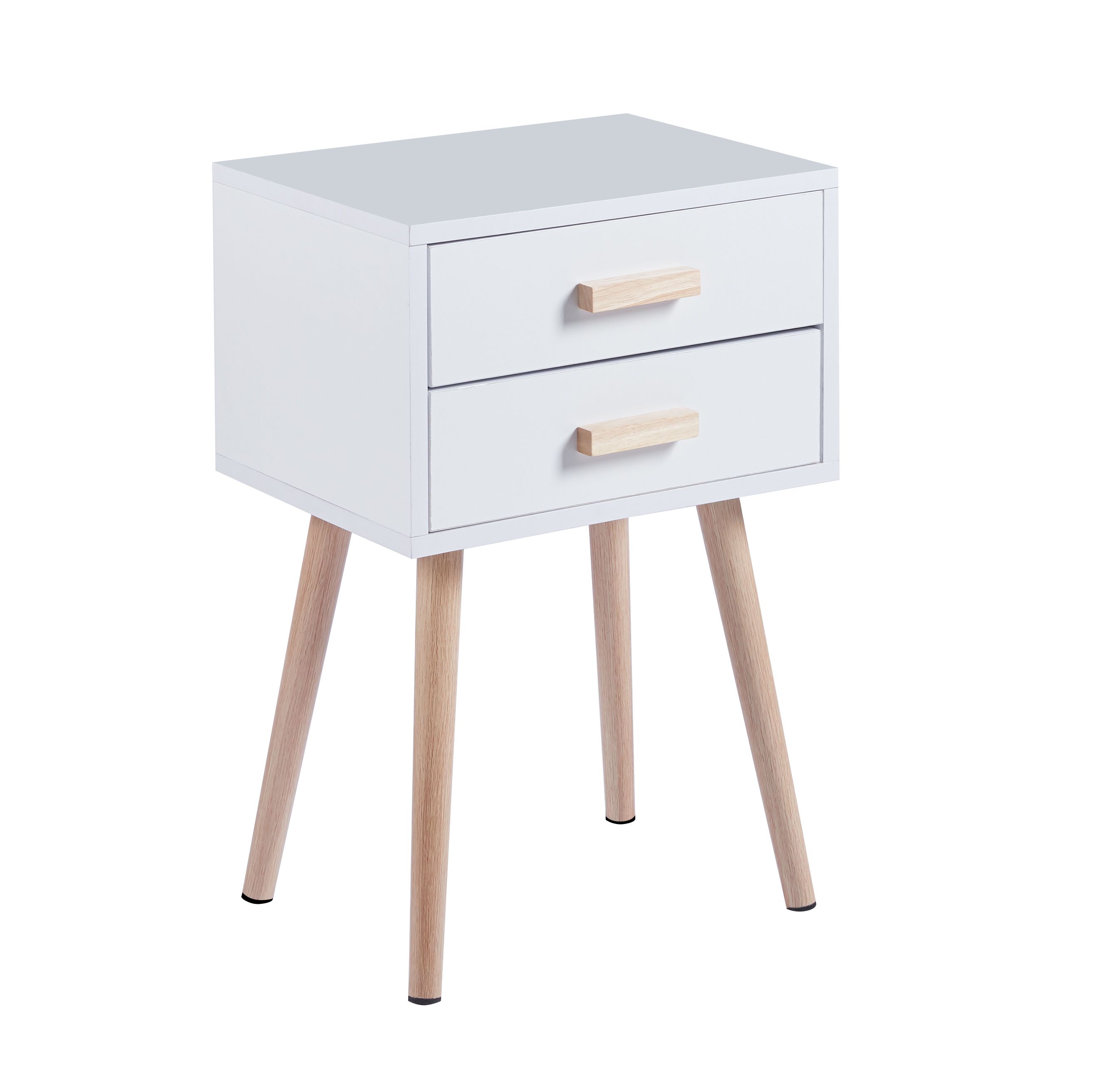 Habita2 Chile - Velador Minimalista Eames Twin Blanco Doble Cajon - Mesa De Noche