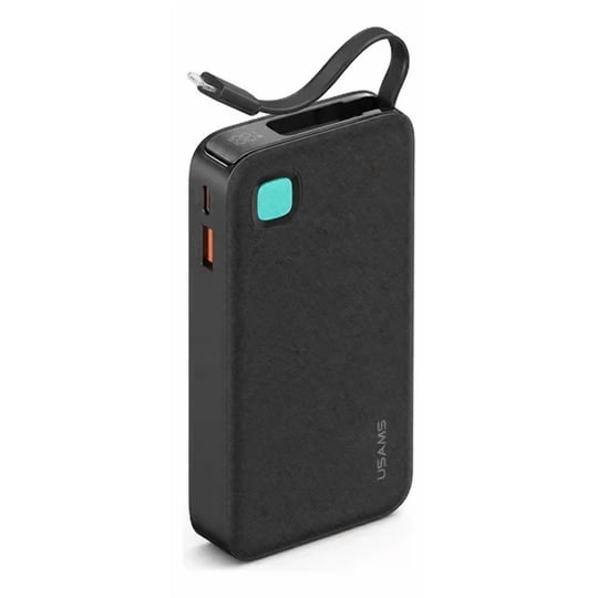 Cargador Portatil Bateria Externa Power Bank + Cable Para Iphone Retractil 50cm Usams Cd225 Negro