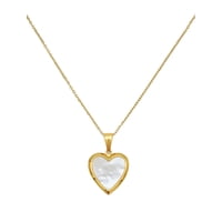 Elbauldejuma - Relicario Corazon Nacar Cadena Guardafoto Chapado En Oro 18K