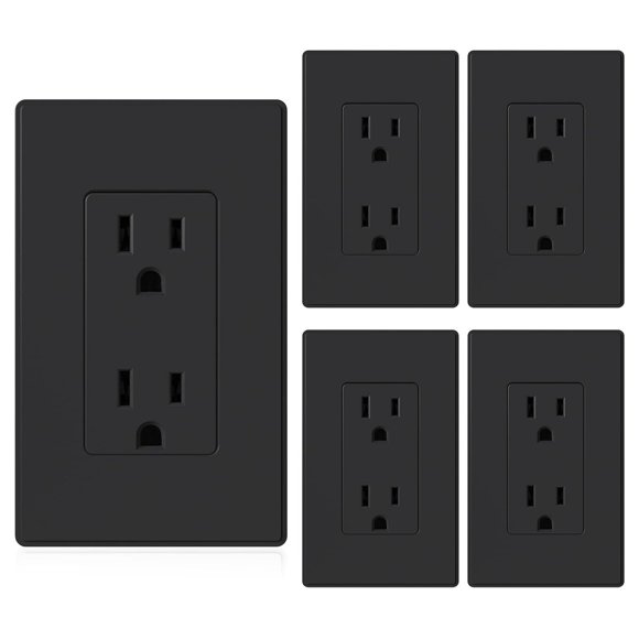 ELEGRP Matte Black Standard Decorator Electrical Wall Receptacle