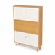 thumbnail image 5 of Zapatero Organizador Nórdico Madera y Blanco con 3 Puertas Abatibles para Entrada Hall 80x17x120cm, 5 of 6