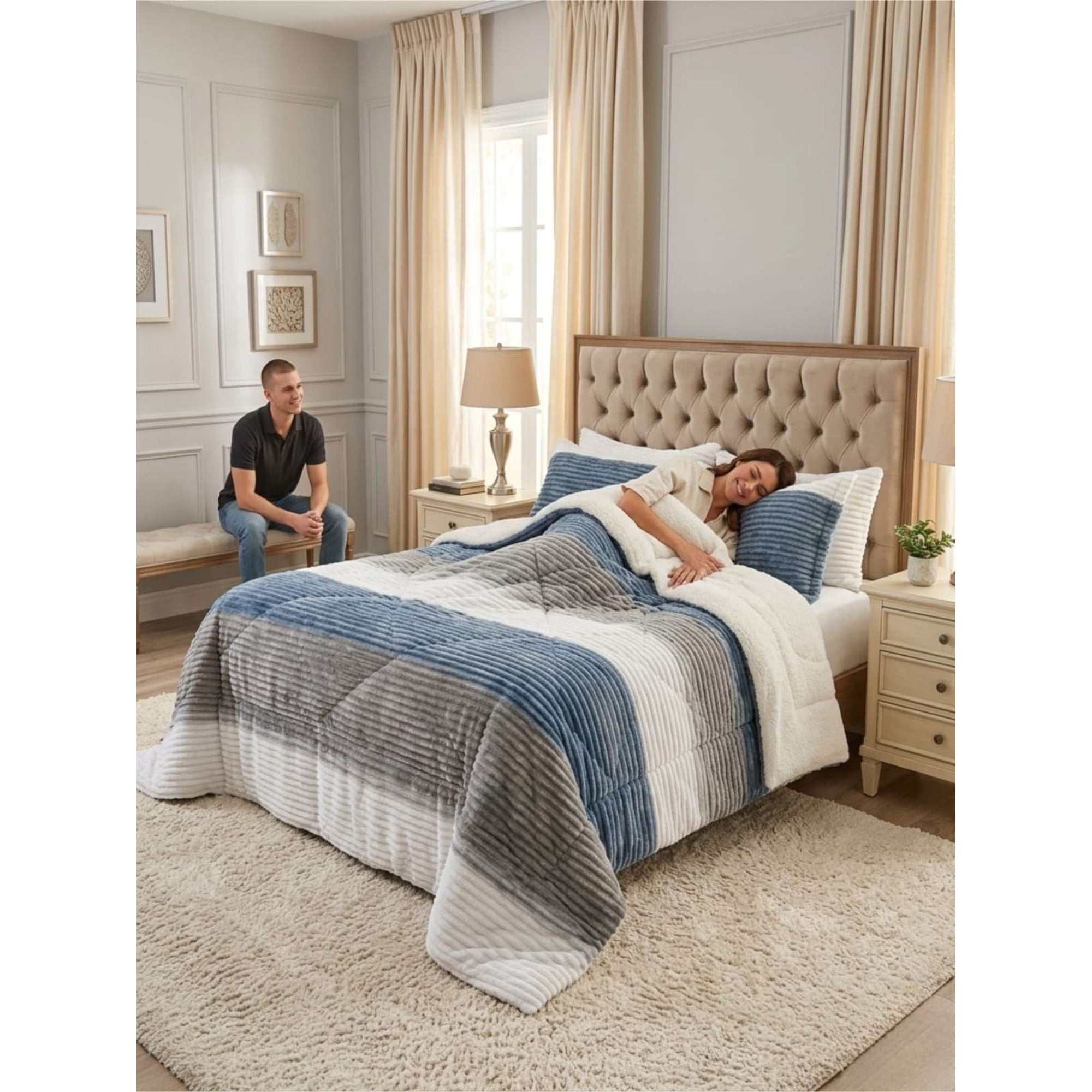 Todo Para El Hogar - Cubrecama Sherpa Cotelón Doral King