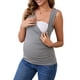 thumbnail image 4 of INSPIRE CHIC Camisetas Básicas sin Mangas para Maternidad con Fruncido Cruzado de 2 Paquetes para Mujeres, Camiseta de Lactancia para Amamantar, Talla Extra Grande, Gris y Púrpura, 4 of 6