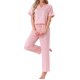 thumbnail image 2 of INSPIRE CHIC Pijamas de Satén para Mujer Camisa de Manga Corta de Seda con Cuello en V y Pantalón Largo Conjunto de Ropa de Dormir Suave S Rosa, 2 of 6