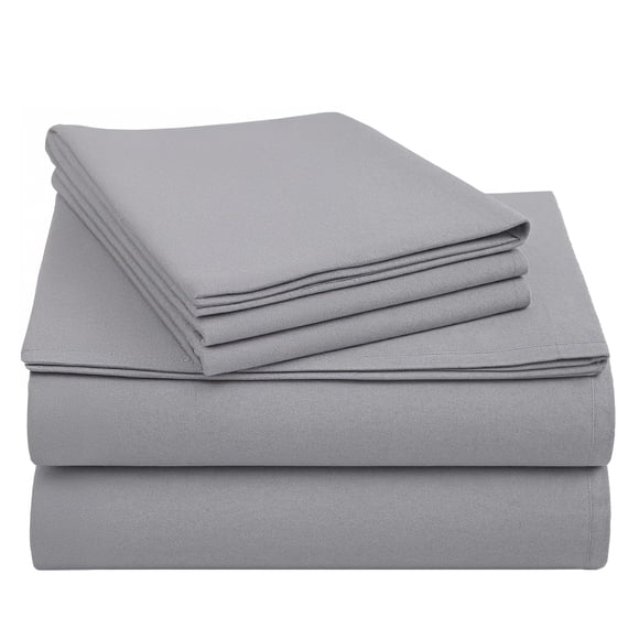 Sábanas de franela California Design Den, tamaño king, color gris plateado
