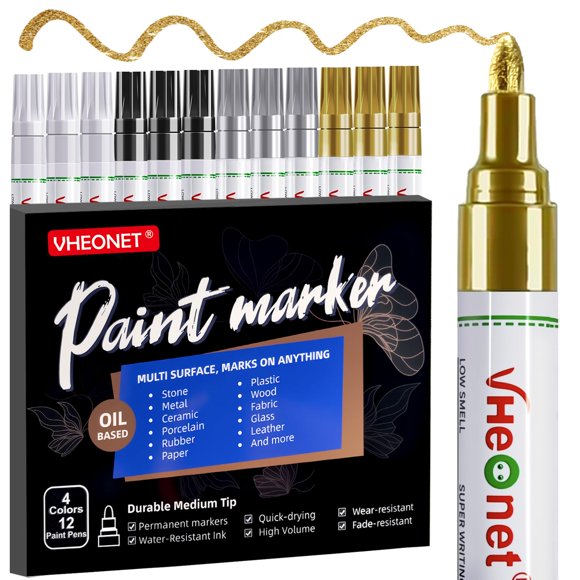Marcadores de pintura VHEONET 4 colores a base de aceite, impermeables
