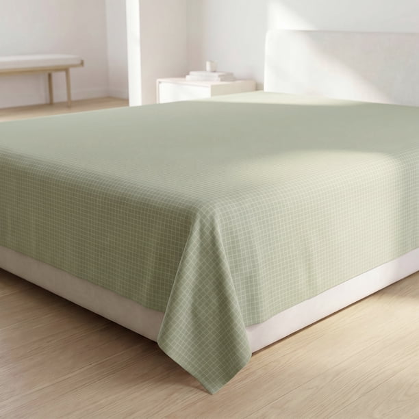 REGALWOVEN Sábana de Gasa de Microfibra, Sábana Transpirable, Ropa de Cama para Dormitorio Verde Claro 63x91in