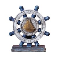 Magideal - Decoración De Escultura De Barco Con Volante De Barco, Estatuilla De Timón Náutico, Adorno De Modelo De Artesanía De Resina Para Regalo De Decoración Azul