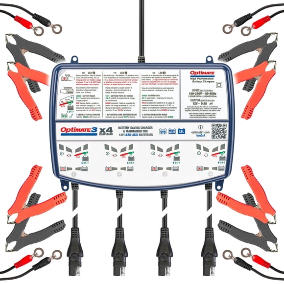 Cargador de Baterías OptiMate 0.8A x4 12V Plomo‑Ácido