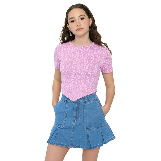 Polera Niña Teen MC Full Morado Corona