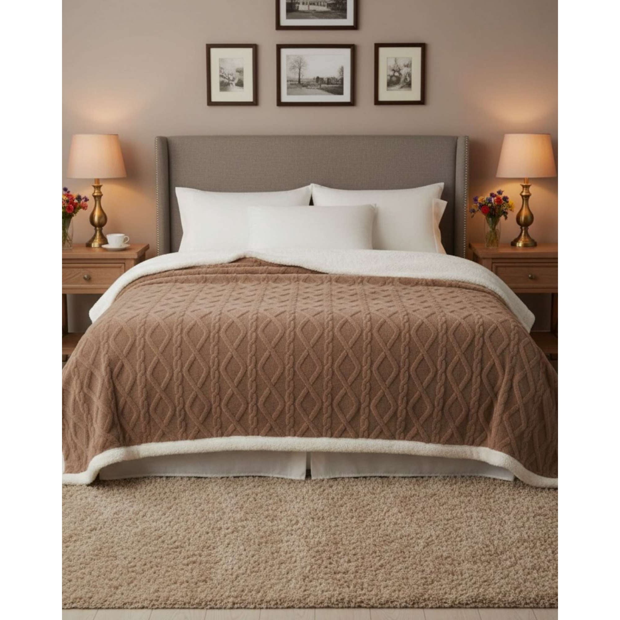 Imac Hogar - Frazada Manta Polar Sherpa Térmica 2 Plaza