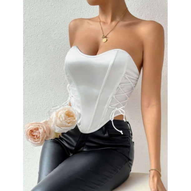 Top Strapless Mujer Corsét Sujetador Satin Moda 9005