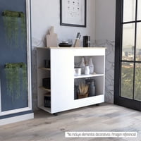 Tuhome - Isla De Cocina Bi-Color Con Ruedas 89,6X100X40 Cm Blanco Y Duna
