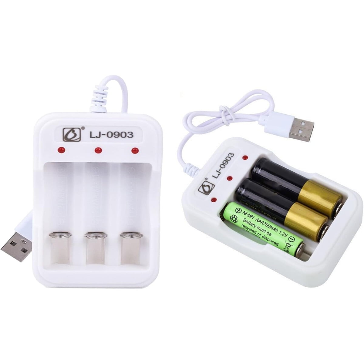 Cargador Inteligente De Baterías Lqmbaby Usb 3 Bahías Aa Aaa