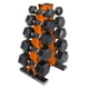 thumbnail image 1 of Set de mancuernas CAP de 150 lb con recubrimiento de goma y forma hexagonal con rack vertical, 1 of 8